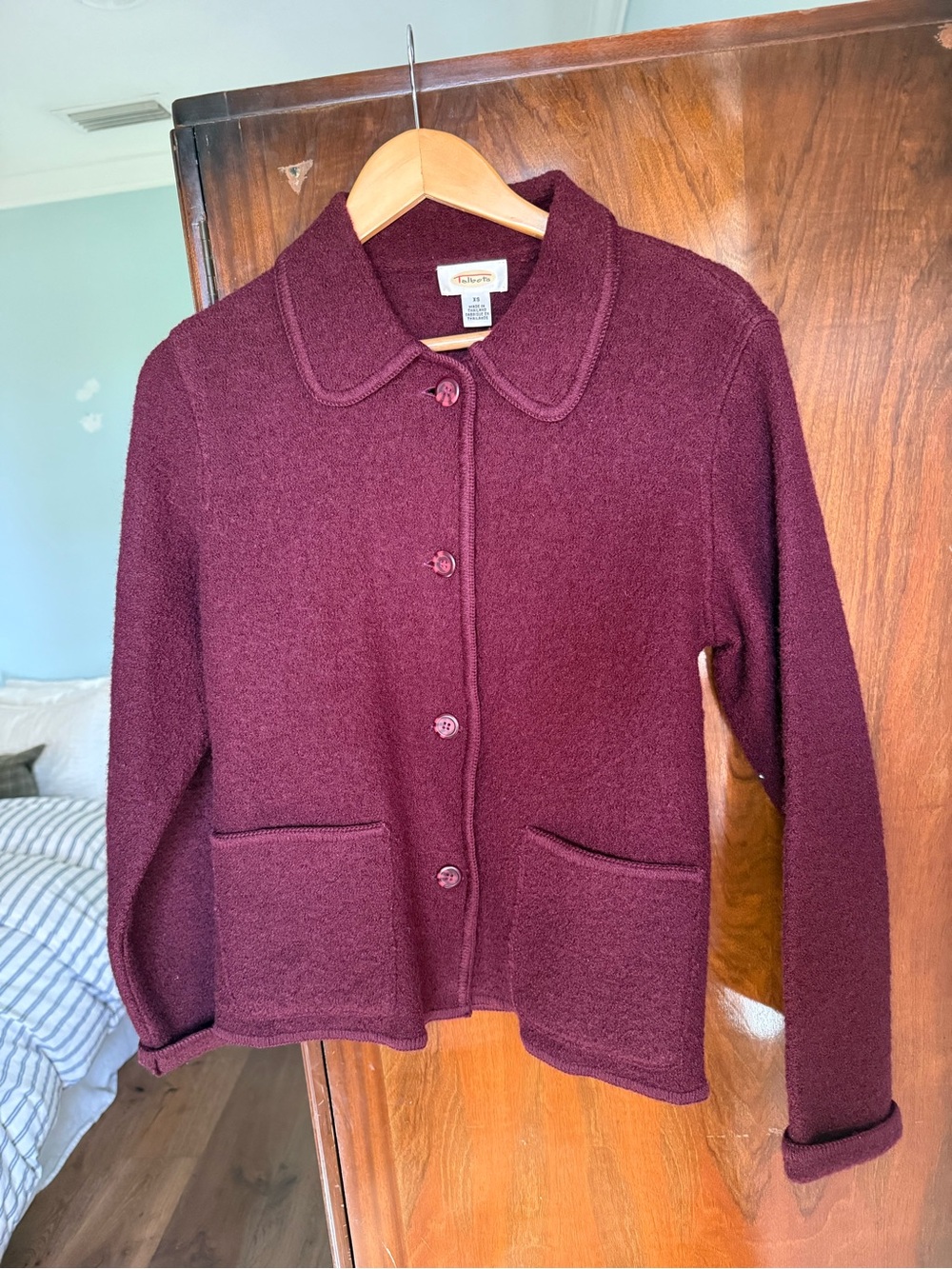 Talbots Wool Women’s Jacket Coat- Deep Plum Burgundy XSmall